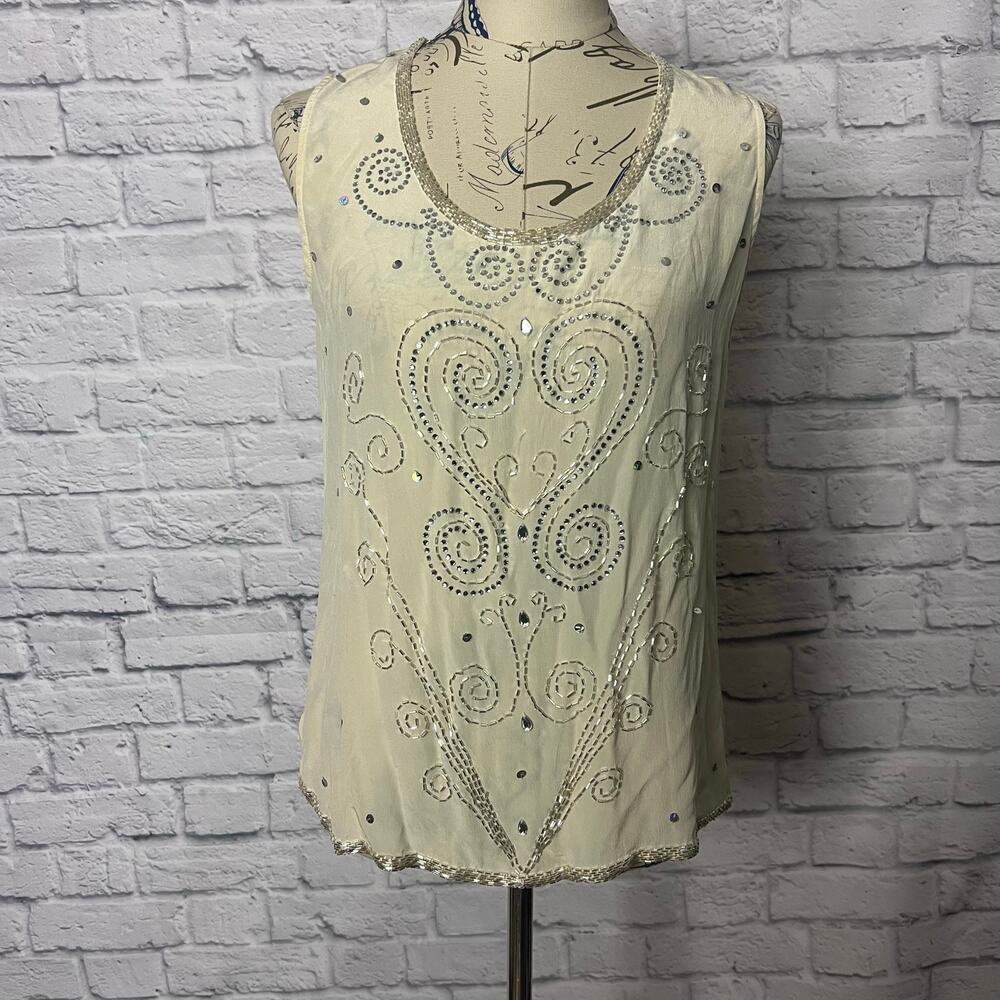 Vintage Diane Gilman Silk Beaded Tank